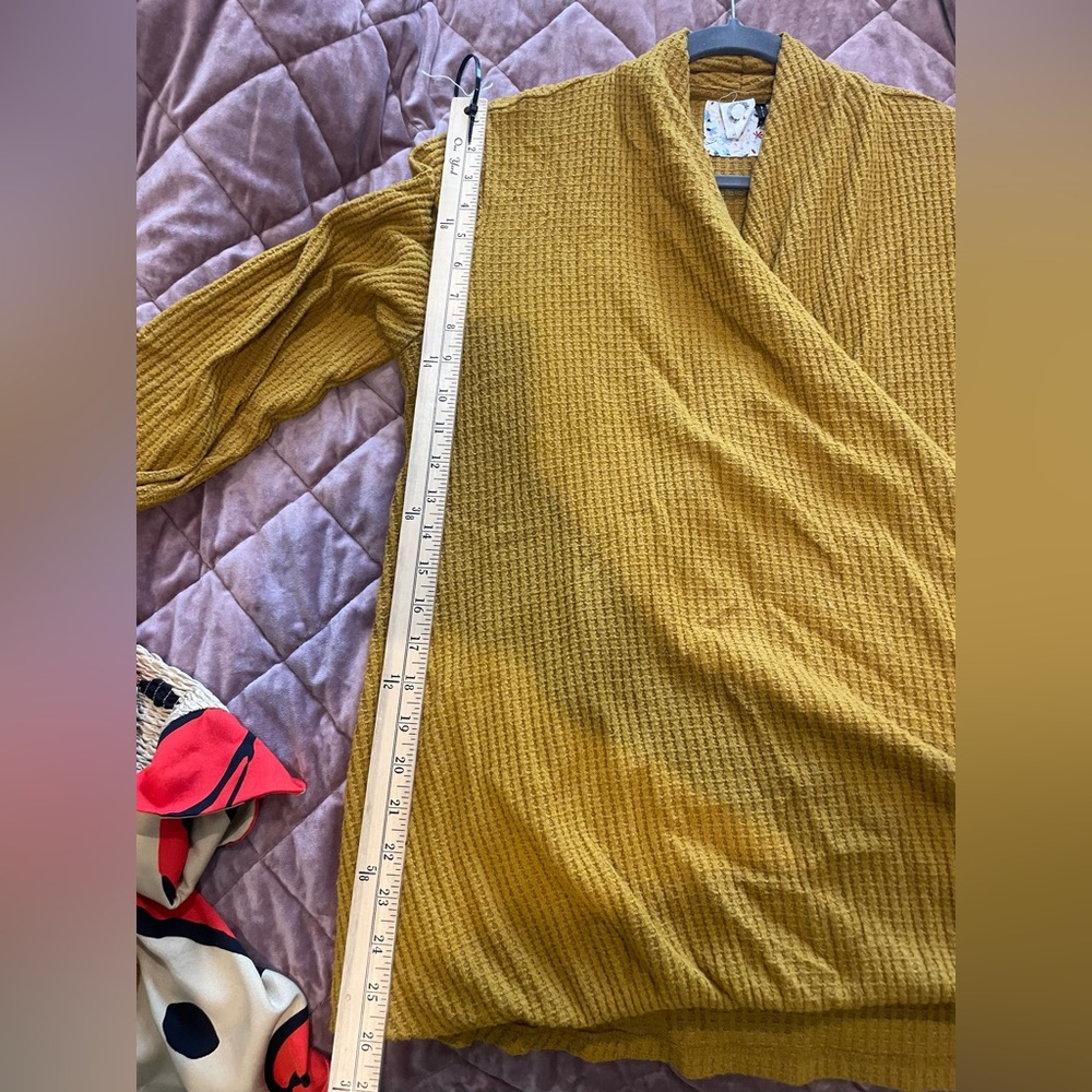 Anthropologie Akemi + Kin Mustard Yellow Wrap Top - Picture 9 of 11